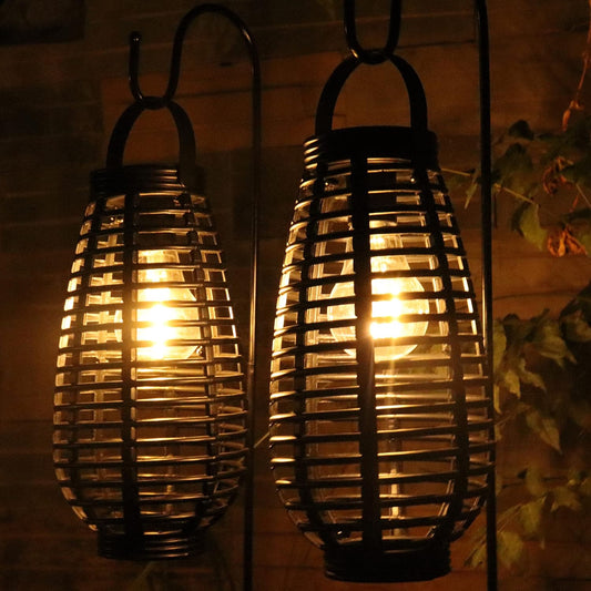 2 Pack Solar Garden Lights - Black, Waterproof, LED, Hanging Mount, 5W, IP44